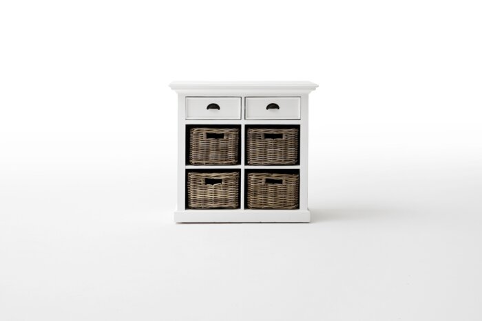 Wit klein dressoir met manden | 90x50x85 - NS-HALIFAX-B181